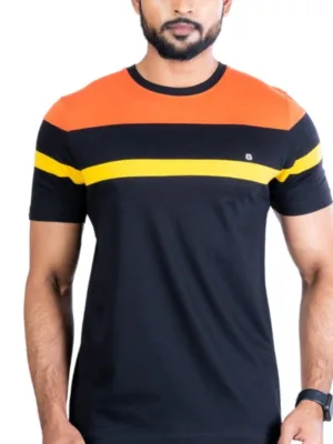 Generic Men's Casual Cotton Printed Round Neck Half Sleeve T-Shirt (Black)