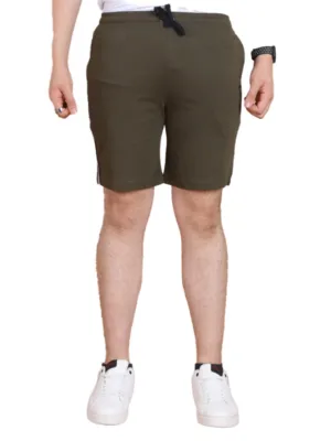 Generic Men's Casual Cotton Striped Above knee Shorts (Olive)