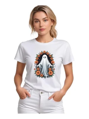 Generic Women's Polyester Solid Printed Round Neck Half Sleeve T-shirt (White)