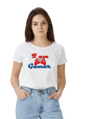 Generic Women's Polyester Solid Printed Round Neck Half Sleeve T-shirt (White)