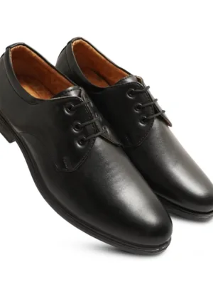 Generic Men's Casual Faux Leather Solid Lace-Up Formal Shoes (Black)