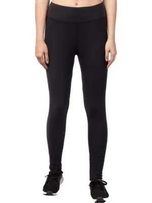 Generic Women's Polyester Solid Ankle Length High-Rise Tights (Black)