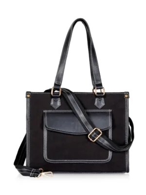 Generic Women's Canvas Medium Top handle Satchel Zipper Handbag (Black)