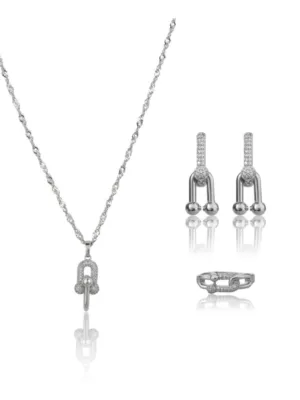 Generic Women's Stainless Steel Unique Design Silverpolish Combo Jewelry (Silver Plated)