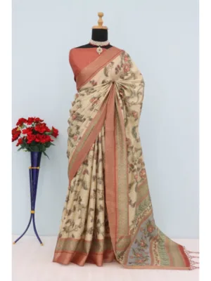 Generic Women's Mysore Silk  Digital Print Saree With Unstitched Blouse 5.5Mtr (Pink)