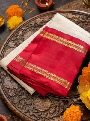 Generic Women's Silk Printed Saree With Unstitched Blouse 5.5Mtr (Off White)