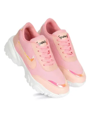 Generic Women's Casual Mesh Printed Lace-Ups Shoes (Pink)