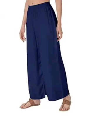 Generic Women's Casual Rayon Solid Ankle Length Palazzo (Navy Blue , Free Size)