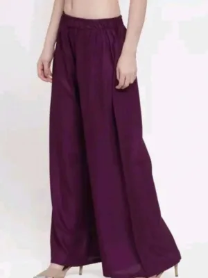 Generic Women's Casual Rayon Solid Ankle Length Palazzo (Purple, Free Size)