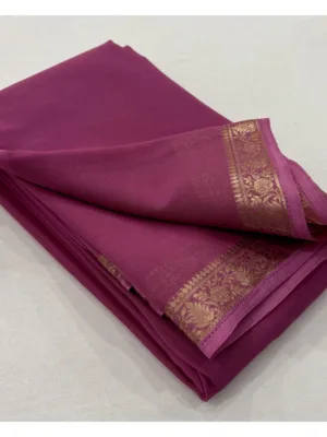 Generic Women's Crepe Chit Pallu Solid Saree With Unstitched Blouse 5.5Mtr (Light Pink)