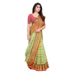 Women's Kota Doria Cotton Woven Butta Saree With Blouse (Light Green, 5-6 Mtrs) - Image 4
