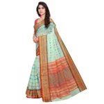 Women's Kota Doria Cotton Woven Butta Saree With Blouse (Pista, 5-6 Mtrs) - Image 2