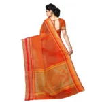 Women's Kota Doria Cotton Border Saree With Blouse (Orange, 5-6 Mtrs) - Image 4
