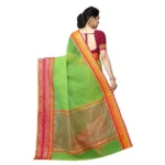 Women's Kota Doria Cotton Border Saree With Blouse (Light Green, 5-6 Mtrs) - Image 4