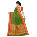 Women's Kota Doria Cotton Border Saree With Blouse (Green, 5-6 Mtrs) - Image 4