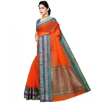 Women's Kota Doria Cotton Border Saree With Blouse (Fanta, 5-6 Mtrs) - Image 3