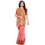 Women's Kota Doria Cotton Woven Butta Saree With Blouse (Pink, 5-6 Mtrs) - Image 4