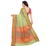 Women's Kota Doria Cotton Woven Butta Saree With Blouse (Light Green, 5-6 Mtrs) - Image 3