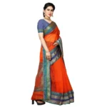 Women's Kota Doria Cotton Border Saree With Blouse (Fanta, 5-6 Mtrs) - Image 2