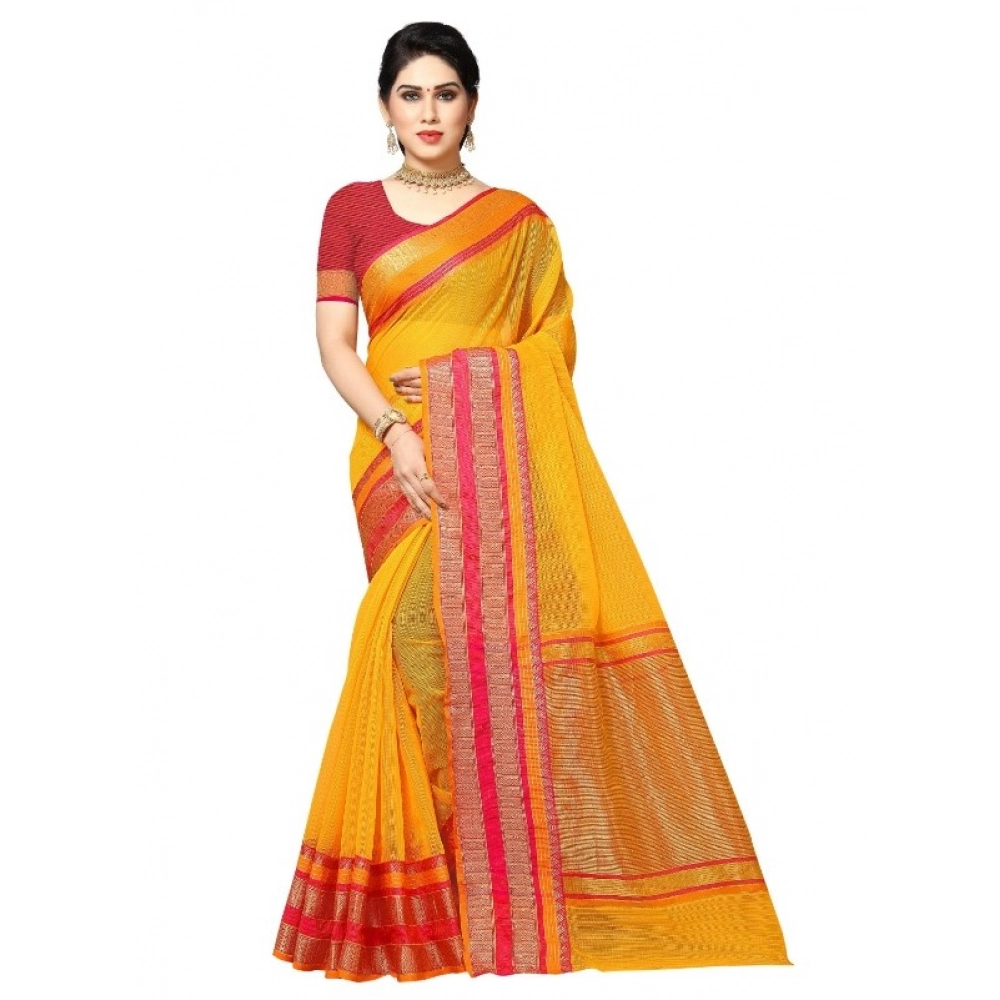 51341284964_48856e105e_o_d-1000x1000-1.webp Women's Kota Doria Cotton Border Saree With Blouse (Gold, 5-6 Mtrs) - Image 1