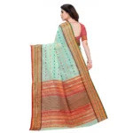 Women's Kota Doria Cotton Woven Butta Saree With Blouse (Pista, 5-6 Mtrs) - Image 3