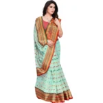 Women's Kota Doria Cotton Woven Butta Saree With Blouse (Pista, 5-6 Mtrs) - Image 4