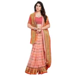 Women's Kota Doria Cotton Woven Butta Saree With Blouse (Peach, 5-6 Mtrs) - Image 4