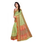 Women's Kota Doria Cotton Woven Butta Saree With Blouse (Light Green, 5-6 Mtrs) - Image 2
