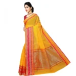 Women's Kota Doria Cotton Border Saree With Blouse (Gold, 5-6 Mtrs) - Image 2