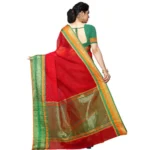 Women's Kota Doria Cotton Border Saree With Blouse (Red, 5-6 Mtrs) - Image 4