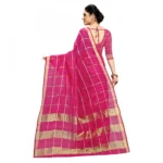 Women's Kota Doria Cotton Checked Saree With Blouse (Rani, 5-6 Mtrs) - Image 2