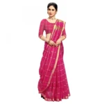 Women's Kota Doria Cotton Checked Saree With Blouse (Rani, 5-6 Mtrs) - Image 3