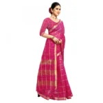 Women's Kota Doria Cotton Checked Saree With Blouse (Rani, 5-6 Mtrs) - Image 5