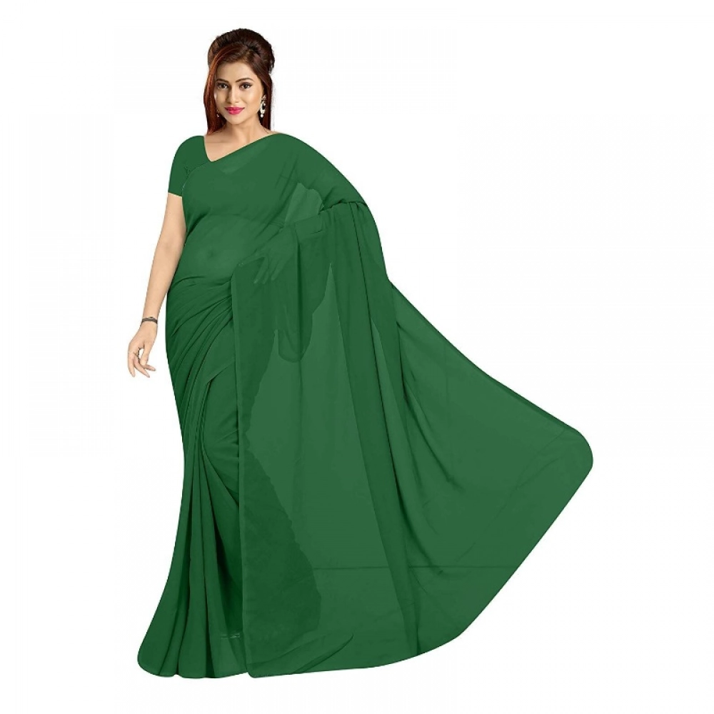 51403694006_a202ff66c4_o_d-1000x1000-1.webp Women's Georgette Plain Saree With Blouse (Dark Green, 5-6 Mtrs) - Image 1