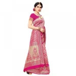 Women's Jacquard Silk Kanjivaram Jacquard Silk Saree With Blouse (Pink, 5-6 Mtrs) - Image 2