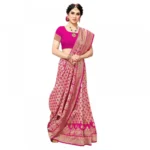 Women's Jacquard Silk Kanjivaram Jacquard Silk Saree With Blouse (Pink, 5-6 Mtrs) - Image 5
