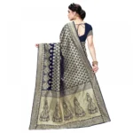 Women's Jacquard Silk Kanjivaram Jacquard Silk Saree With Blouse (Navy Blue, 5-6 Mtrs) - Image 2