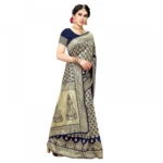 Women's Jacquard Silk Kanjivaram Jacquard Silk Saree With Blouse (Navy Blue, 5-6 Mtrs) - Image 3