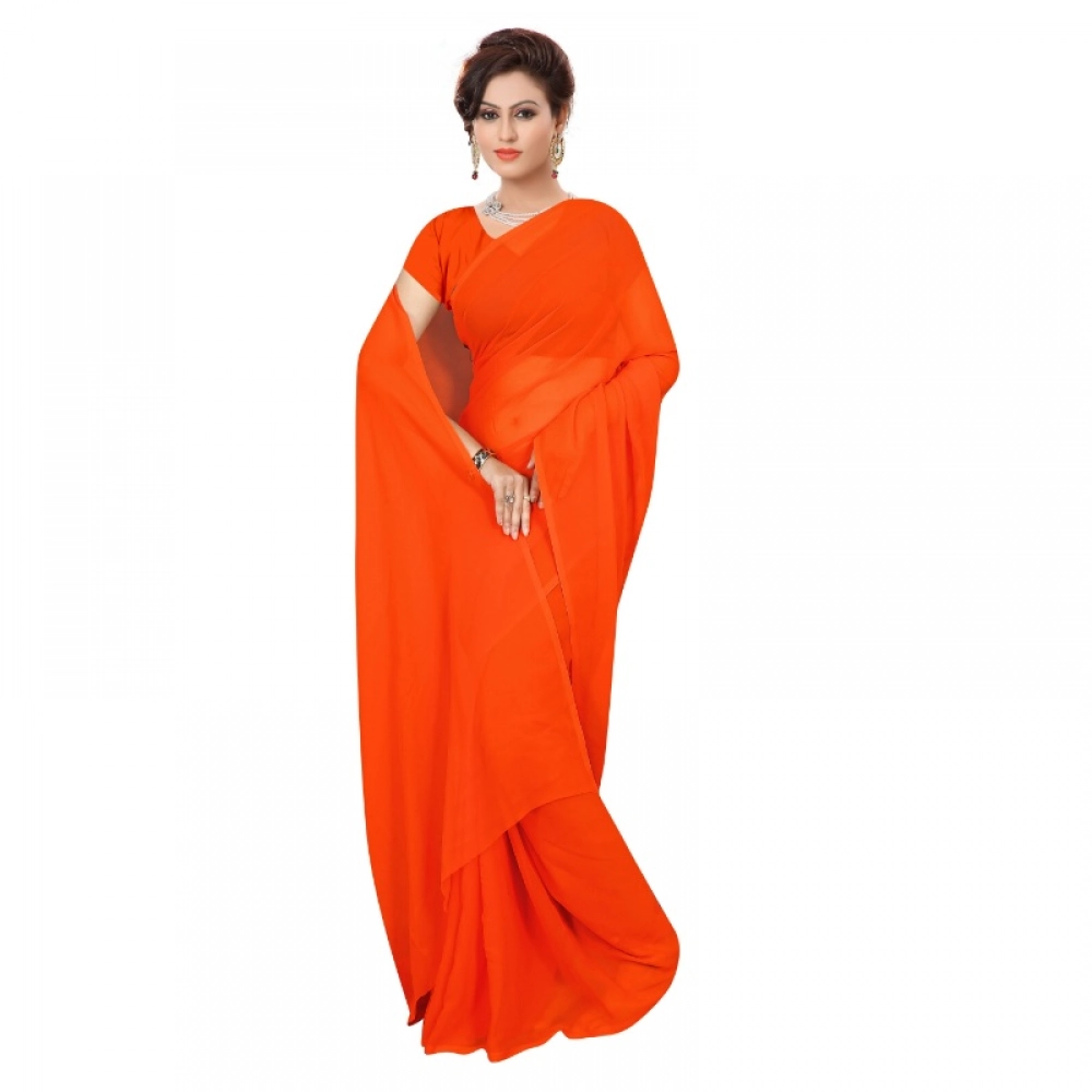 51403953128_862e220650_o_d-1000x1000-1.webp Women's Georgette Plain Saree With Blouse (Orange, 5-6 Mtrs) - Image 1