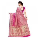 Women's Jacquard Silk Kanjivaram Jacquard Silk Saree With Blouse (Pink, 5-6 Mtrs) - Image 4