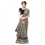 Women's Jacquard Silk Kanjivaram Jacquard Silk Saree With Blouse (Navy Blue, 5-6 Mtrs) - Image 5
