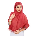 Women's Cotton Silk Strips Printed Dupatta (Maroon, Length:2-2.4 mtr) - Image 2