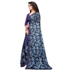 Women's Lycra Blend Saree with Blouse (Blue, 5-6 Mtrs) - Image 3