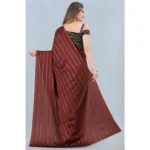 Women's Satin Silk Saree with Blouse (Orange, 5-6 Mtrs) - Image 2