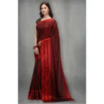 Women's Satin Silk Saree with Blouse (Red, 5-6 Mtrs) - Image 3