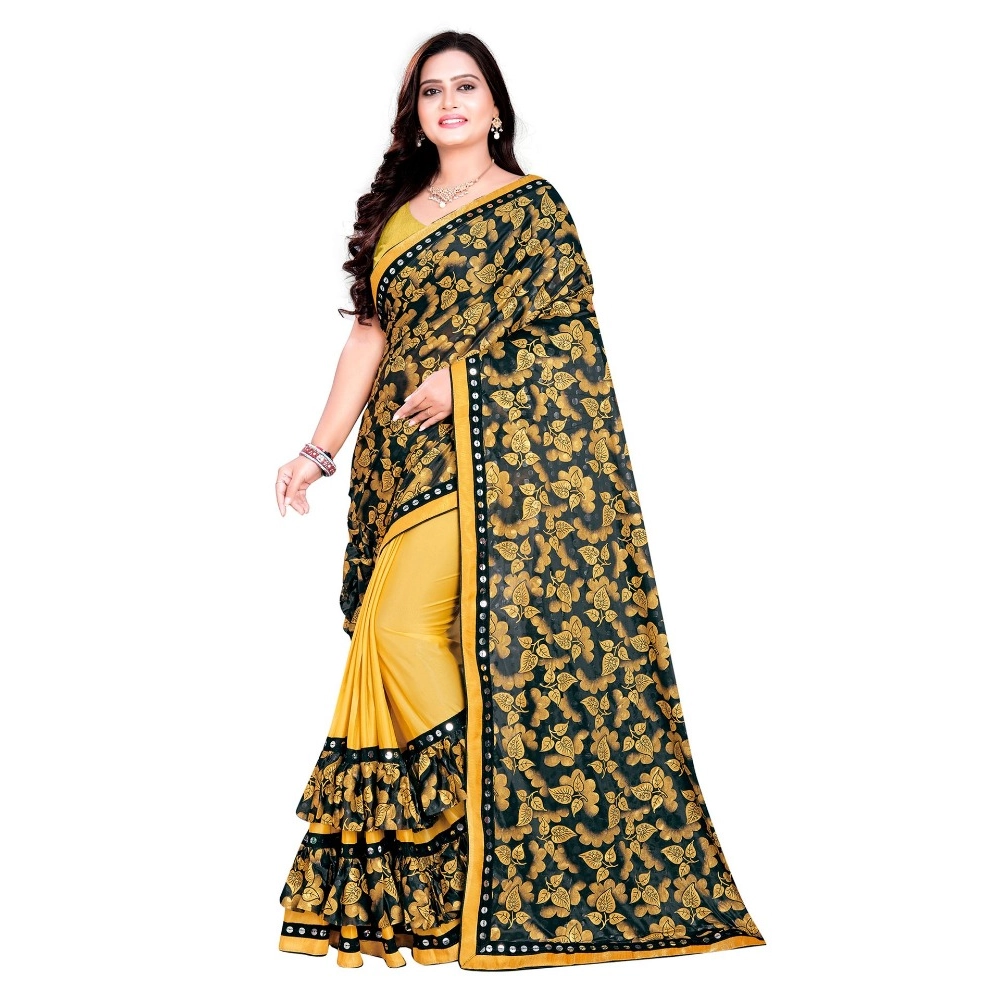 52352150089_8482f9f1c6_o_d-1000x1000-1.webp Women's Lycra Blend Saree with Blouse (Mustard, 5-6 Mtrs) - Image 1