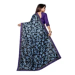 Women's Lycra Blend Saree with Blouse (Blue, 5-6 Mtrs) - Image 2