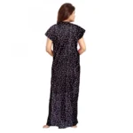 Women's Cotton Printed Maxi Nighty (Grey) - Image 3