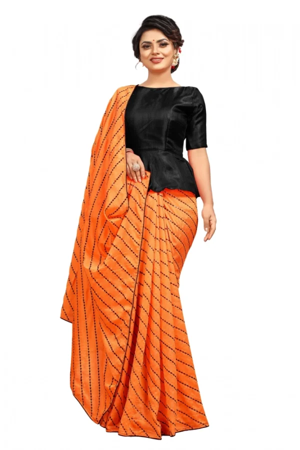 Women's Vichitra Saree with Blouse (Orange, 5-6 Mtrs)