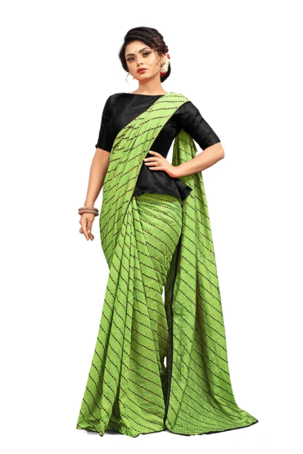 Women's Vichitra Saree with Blouse (LightGreen, 5-6 Mtrs)